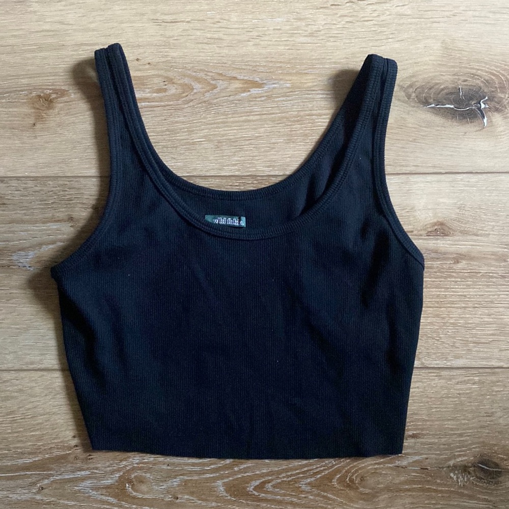wild fable black ribbed cropped tank top